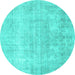 Round Persian Turquoise Traditional Rug, tr4043turq