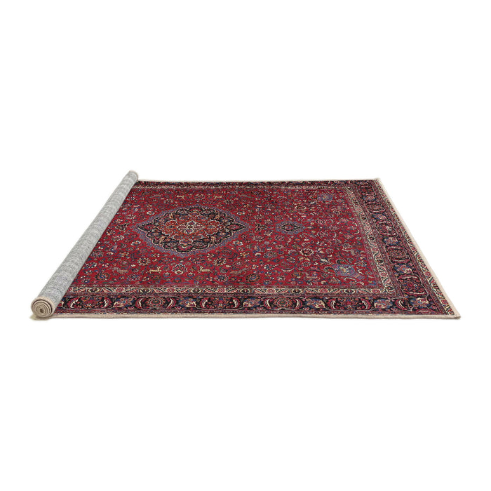 Sideview of Machine Washable Traditional Dark Almond Brown Rug, wshtr4044