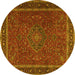 Round Machine Washable Persian Yellow Traditional Rug, wshtr4044yw