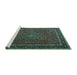 Sideview of Machine Washable Persian Turquoise Traditional Area Rugs, wshtr4044turq