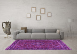Machine Washable Persian Purple Traditional Area Rugs in a Living Room, wshtr4044pur