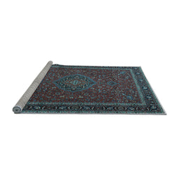 Sideview of Machine Washable Persian Light Blue Traditional Rug, wshtr4044lblu