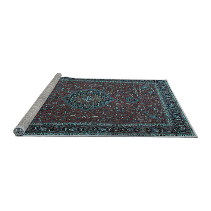 Sideview of Machine Washable Persian Light Blue Traditional Rug, wshtr4044lblu