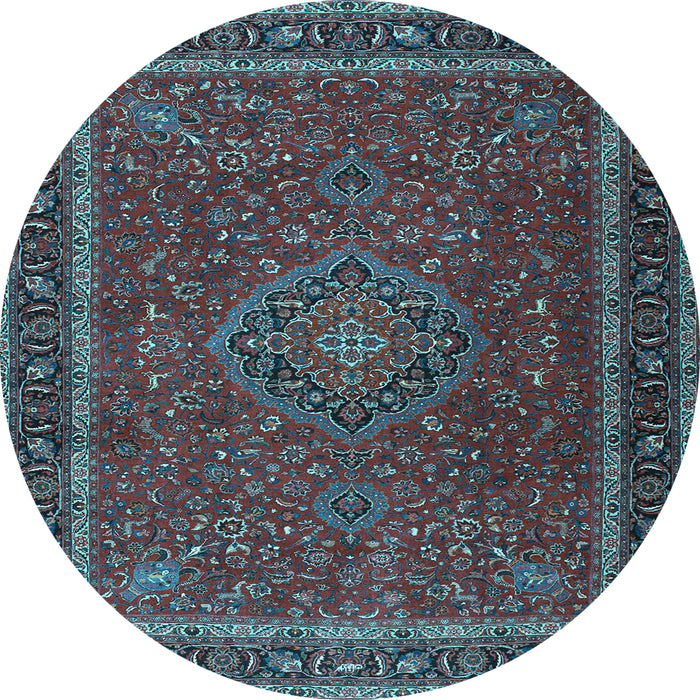Round Machine Washable Persian Light Blue Traditional Rug, wshtr4044lblu