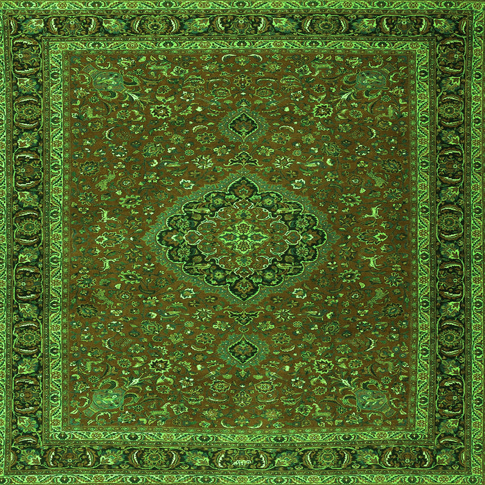 Round Machine Washable Persian Green Traditional Area Rugs, wshtr4044grn