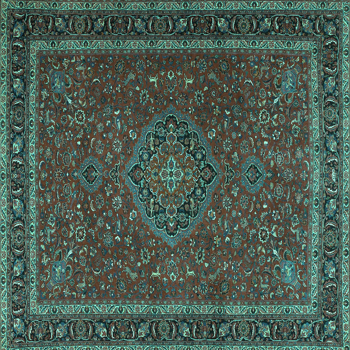 Square Machine Washable Persian Turquoise Traditional Area Rugs, wshtr4044turq
