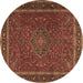 Round Persian Brown Traditional Rug, tr4044brn