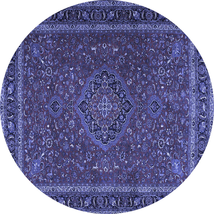 Round Machine Washable Persian Blue Traditional Rug, wshtr4044blu