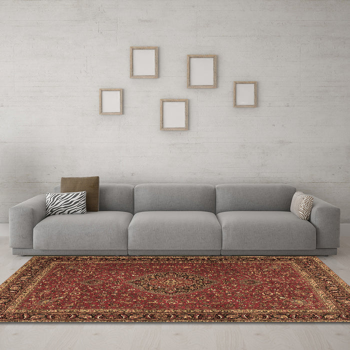 Machine Washable Persian Brown Traditional Rug in a Living Room,, wshtr4044brn