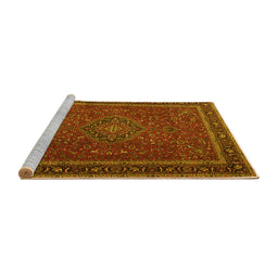 Sideview of Machine Washable Persian Yellow Traditional Rug, wshtr4044yw