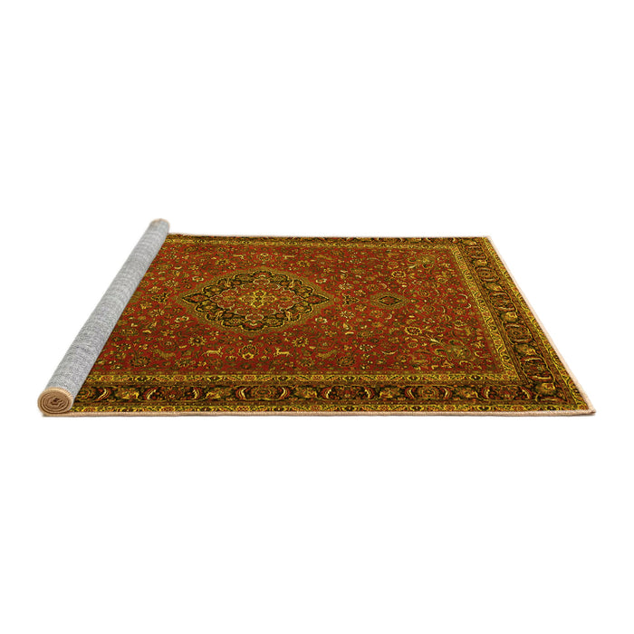 Sideview of Machine Washable Persian Yellow Traditional Rug, wshtr4044yw