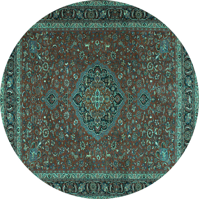 Round Persian Turquoise Traditional Rug, tr4044turq
