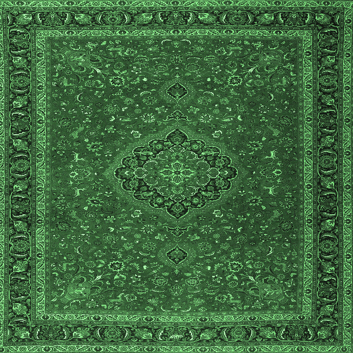 Square Machine Washable Persian Emerald Green Traditional Area Rugs, wshtr4044emgrn