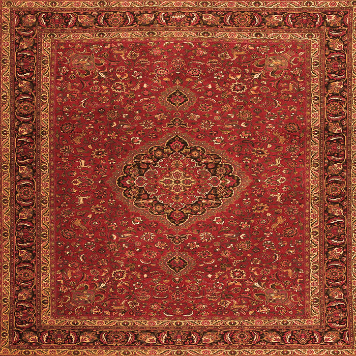 Round Machine Washable Persian Orange Traditional Area Rugs, wshtr4044org