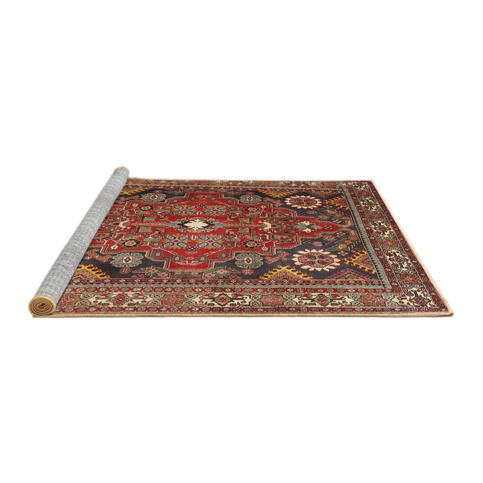 Sideview of Machine Washable Traditional Tomato Red Rug, wshtr4045