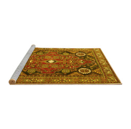 Sideview of Machine Washable Persian Yellow Traditional Rug, wshtr4045yw