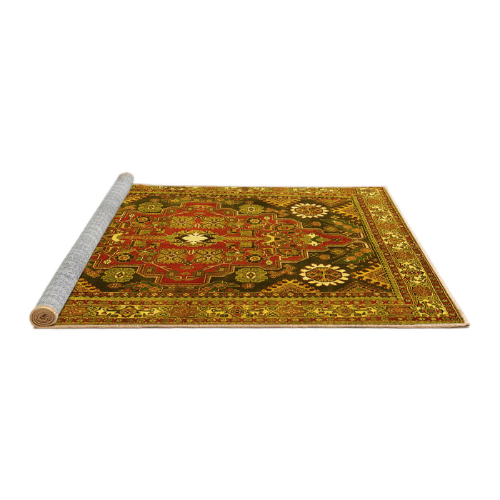 Sideview of Machine Washable Persian Yellow Traditional Rug, wshtr4045yw
