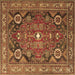 Square Persian Brown Traditional Rug, tr4045brn
