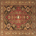 Square Machine Washable Persian Brown Traditional Rug, wshtr4045brn