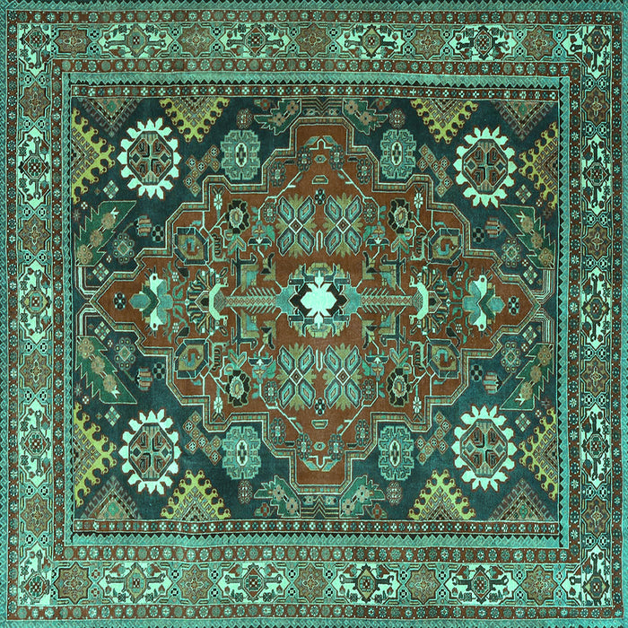 Square Persian Turquoise Traditional Rug, tr4045turq