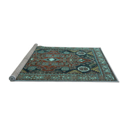 Sideview of Machine Washable Persian Light Blue Traditional Rug, wshtr4045lblu