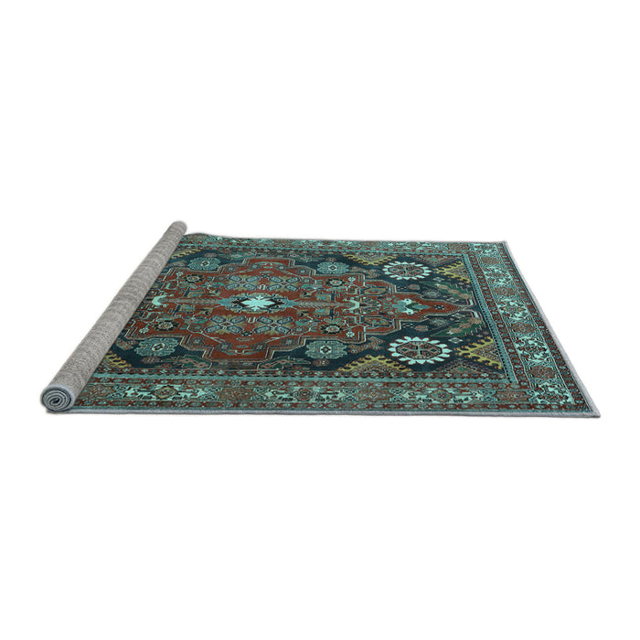 Sideview of Machine Washable Persian Light Blue Traditional Rug, wshtr4045lblu