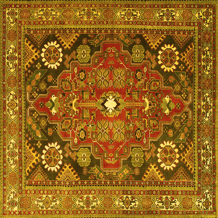 Square Machine Washable Persian Yellow Traditional Rug, wshtr4045yw