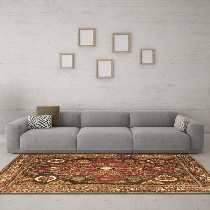 Machine Washable Persian Brown Traditional Rug in a Living Room,, wshtr4045brn