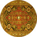 Round Persian Yellow Traditional Rug, tr4045yw