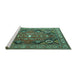 Sideview of Machine Washable Persian Turquoise Traditional Area Rugs, wshtr4045turq