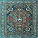 Square Machine Washable Persian Light Blue Traditional Rug, wshtr4045lblu