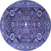 Round Machine Washable Persian Blue Traditional Rug, wshtr4045blu