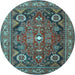 Round Machine Washable Persian Light Blue Traditional Rug, wshtr4045lblu