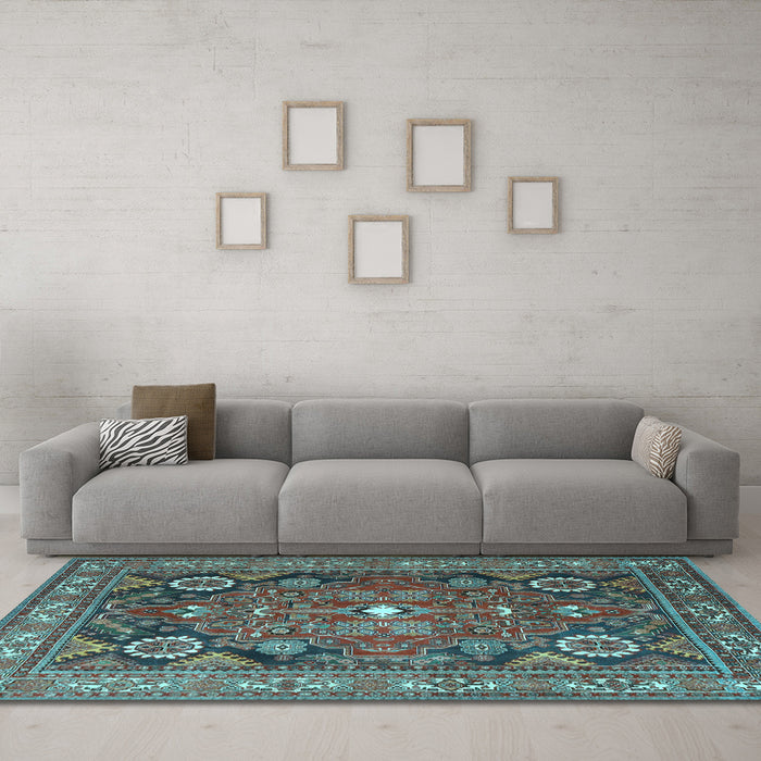 Machine Washable Persian Light Blue Traditional Rug in a Living Room, wshtr4045lblu
