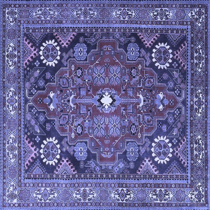 Square Machine Washable Persian Blue Traditional Rug, wshtr4045blu