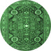 Round Persian Emerald Green Traditional Rug, tr4045emgrn