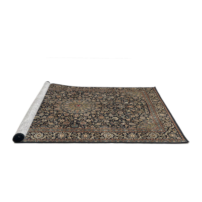 Sideview of Machine Washable Traditional Burgundy Brown Rug, wshtr4046