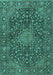 Machine Washable Persian Turquoise Traditional Area Rugs, wshtr4046turq