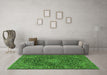 Machine Washable Persian Green Traditional Area Rugs in a Living Room,, wshtr4046grn