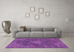 Machine Washable Persian Purple Traditional Area Rugs in a Living Room, wshtr4046pur