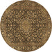 Round Machine Washable Persian Brown Traditional Rug, wshtr4046brn