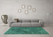 Machine Washable Persian Turquoise Traditional Area Rugs in a Living Room,, wshtr4046turq