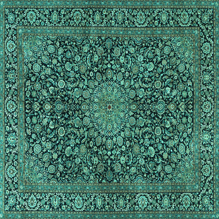 Square Machine Washable Persian Turquoise Traditional Area Rugs, wshtr4046turq
