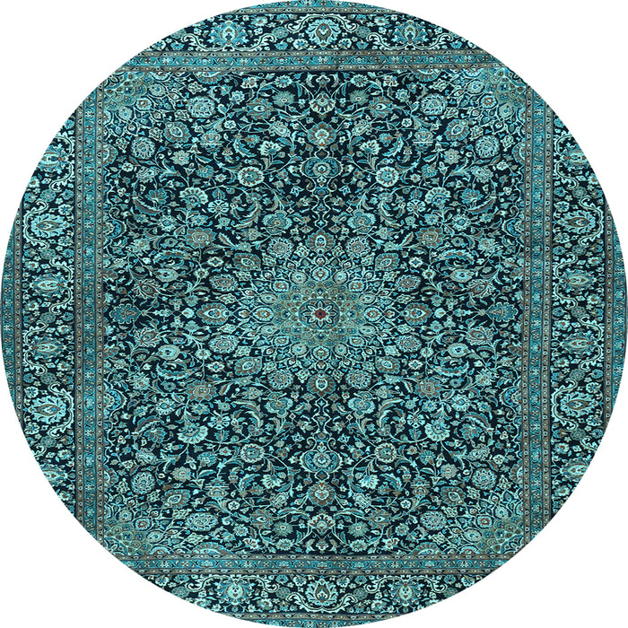 Round Machine Washable Persian Light Blue Traditional Rug, wshtr4046lblu