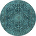 Round Machine Washable Persian Light Blue Traditional Rug, wshtr4046lblu