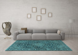 Machine Washable Persian Light Blue Traditional Rug in a Living Room, wshtr4046lblu