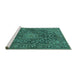 Sideview of Machine Washable Persian Turquoise Traditional Area Rugs, wshtr4046turq