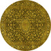 Round Machine Washable Persian Yellow Traditional Rug, wshtr4046yw