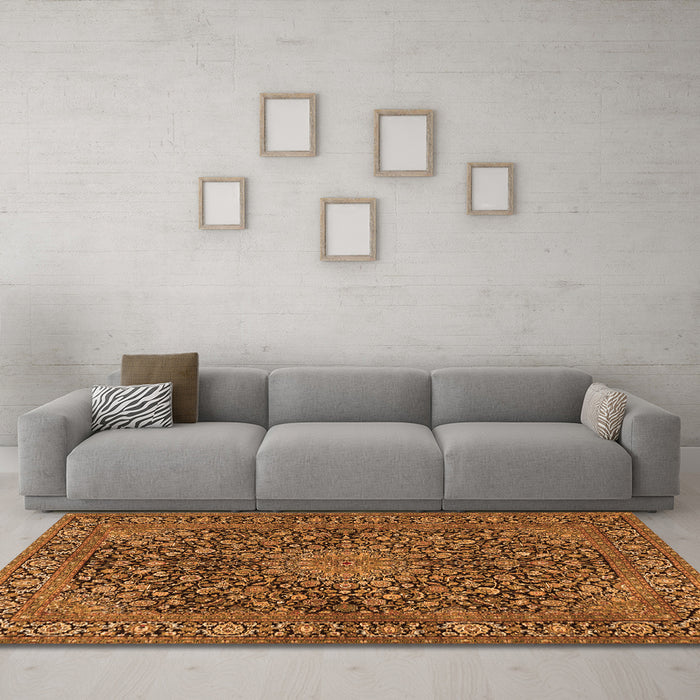 Machine Washable Persian Orange Traditional Area Rugs in a Living Room, wshtr4046org
