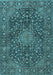 Machine Washable Persian Light Blue Traditional Rug, wshtr4046lblu